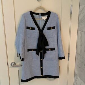 Pomander Place Light Blue Coco Tweed Bow Dress